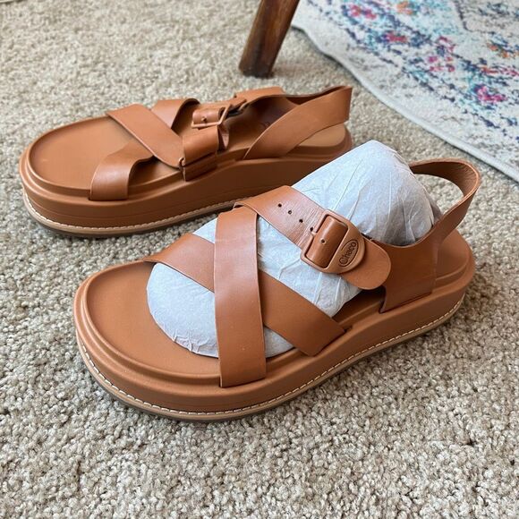 Chaco Shoes - Chaco Townes Midform Leather Platform Sandal Brown SZ 7 NWOT
